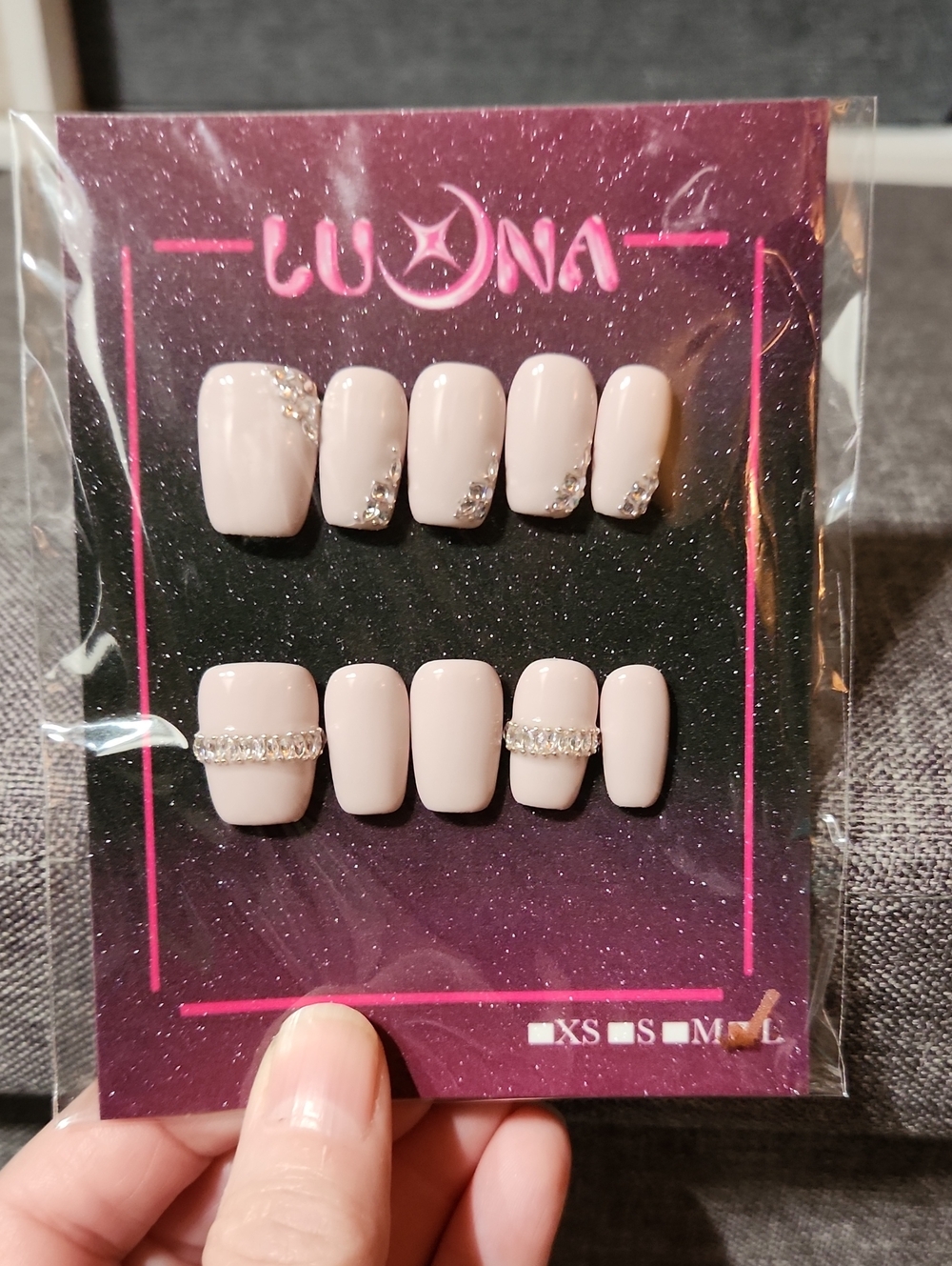 Nude Pink Press On Nails. Size Large